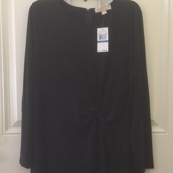 Michael Kors Fashion Basics Black Twist Front Long Sleeve Dress/XL/NEW/$130 RET. - Picture 1 of 3